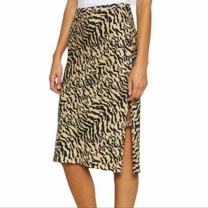 Good American Zebra Bias Midi Skirt